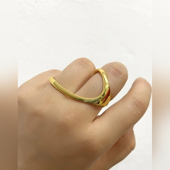Boutique Jewelry - Two Finger NWT Asymmetrical Geometric Ring